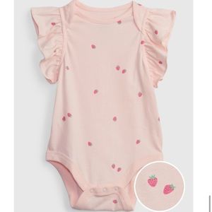 NWT Baby Gap Set of Flutter Sleeve Onesie & Matching Shorts, Pink Cameo, 12-18mo